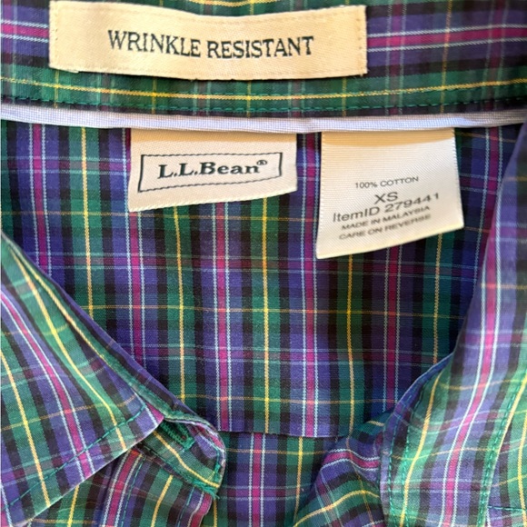 LL Bean Wrinkle Resistant Plaid Button Up Shirt Long Sleeve Cotton Women XS NWOT - Picture 5 of 6